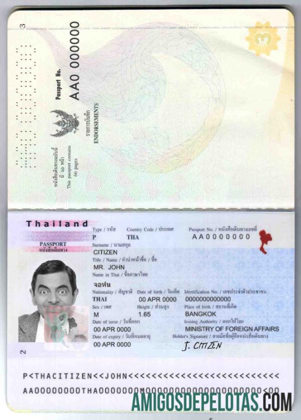 Passaporte da Tailândia amostra